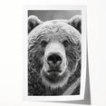 Black bear-themed wall art print showcasing detailed illustration of a bear in a natural forest setting, perfect for nature lovers and home decor enthusiasts.