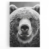 Black bear wall art design on stretched canvas, showcasing intricate details and vibrant colors, perfect for nature enthusiasts and home decor lovers.