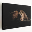 Side view of a brown bear canvas wall art piece featuring a detailed design on stretched canvas, showcasing rich colors and textures, ideal for nature-themed decor.