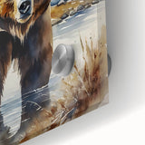 Close-up of a brown bear wall art design on acrylic glass, showcasing detailed fur texture and vivid colors, perfect for wildlife-themed decor.