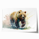 Brown bear wall art print showcasing a realistic design with rich details and warm earth tones, perfect for nature enthusiasts and home decor accents. This rolled print captures the essence of wildlife art and adds a cozy touch to any space.