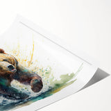 Brown bear wall art print showcasing a beautifully detailed illustration of a bear in a natural setting, ideal for wildlife enthusiasts and home decor. The vibrant colors and intricate design make it a striking addition to any space.