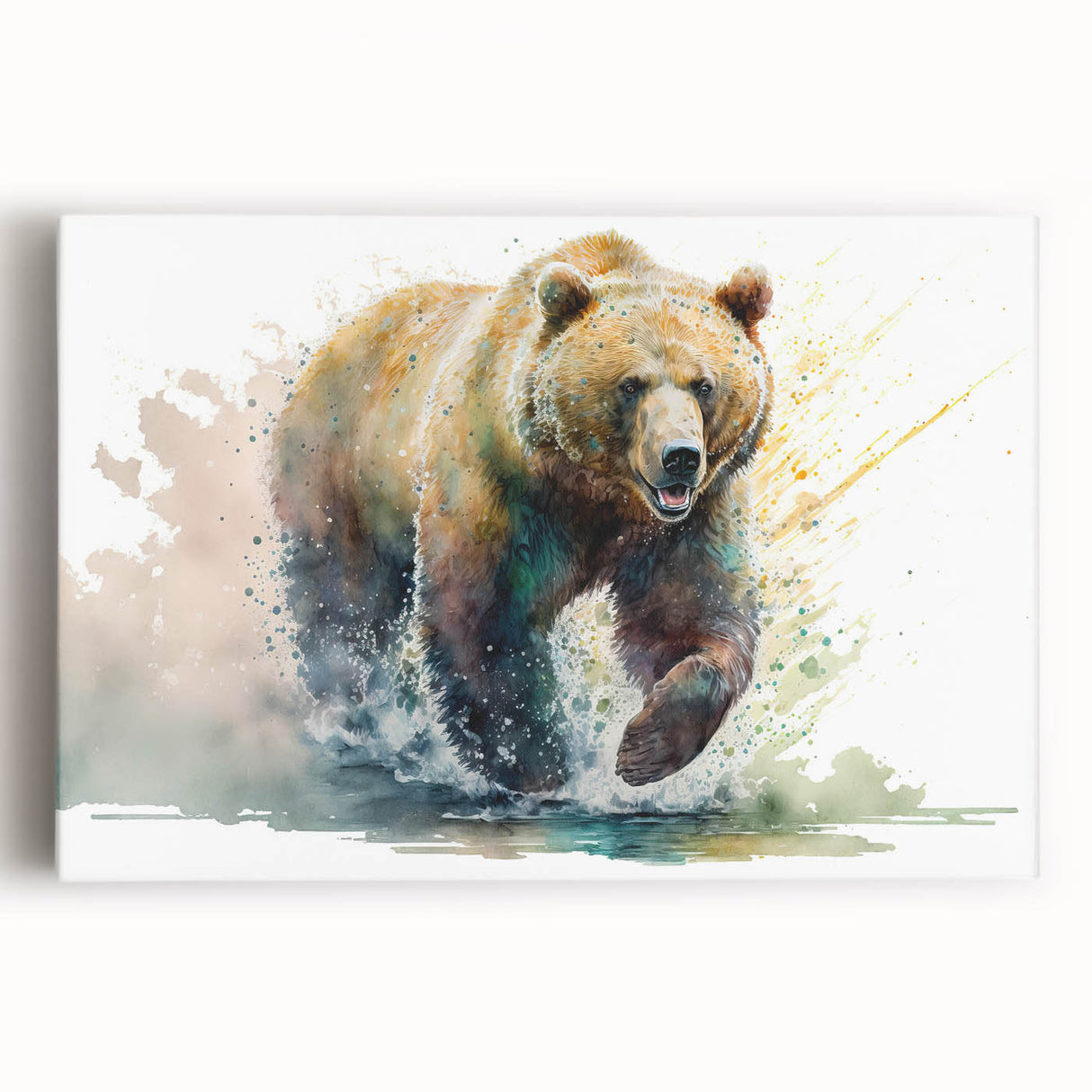 Brown bear wall art collection displayed on stretched canvas, featuring a striking design with rich earthy tones, perfect for nature-themed decor or wildlife enthusiasts.