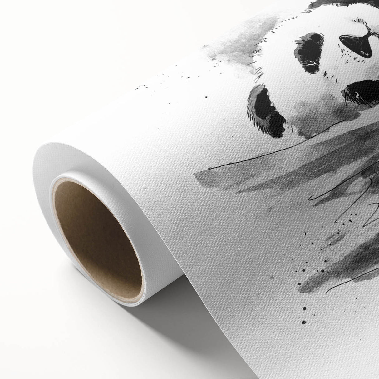 Colorful panda bear wall art on rolled canvas, showcasing a whimsical design perfect for children's rooms or playful decor. Ideal for adding charm and personality to any space.