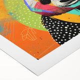 Rolled canvas featuring a whimsical panda bear design in vibrant colors, showcasing playful artwork suitable for children's room decor, packaged securely for delivery.