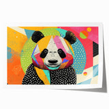 Whimsical panda bear wall art print showcasing a playful design, featuring vibrant colors and intricate details, perfect for children's room decor.