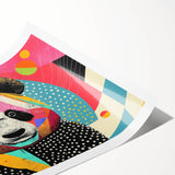 Rolled print of a cute panda bear illustration, featuring vibrant colors and playful design, perfect for children's room decor or animal-themed art collection.