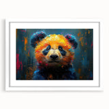 Framed wall art collection featuring a cute panda bear design, set in a white frame with a mat, ideal for children's room decor or playful spaces.