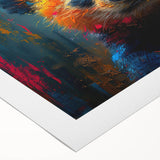 Rolled canvas featuring a vibrant panda bear design in a whimsical style, showcasing bright colors and playful imagery, perfect for children's room decor.