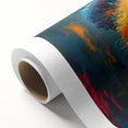 Rolled canvas art featuring a whimsical panda bear design in vibrant colors, showcasing playful elements ideal for children's decor, presented in protective packaging.
