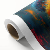 Rolled canvas art featuring a whimsical panda bear design in vibrant colors, showcasing playful elements ideal for children's decor, presented in protective packaging.