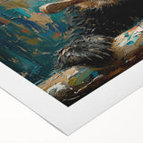 Rolled canvas artwork showcasing a playful panda bear design in vibrant colors, perfect for children's room decor, securely packaged in a protective tube.