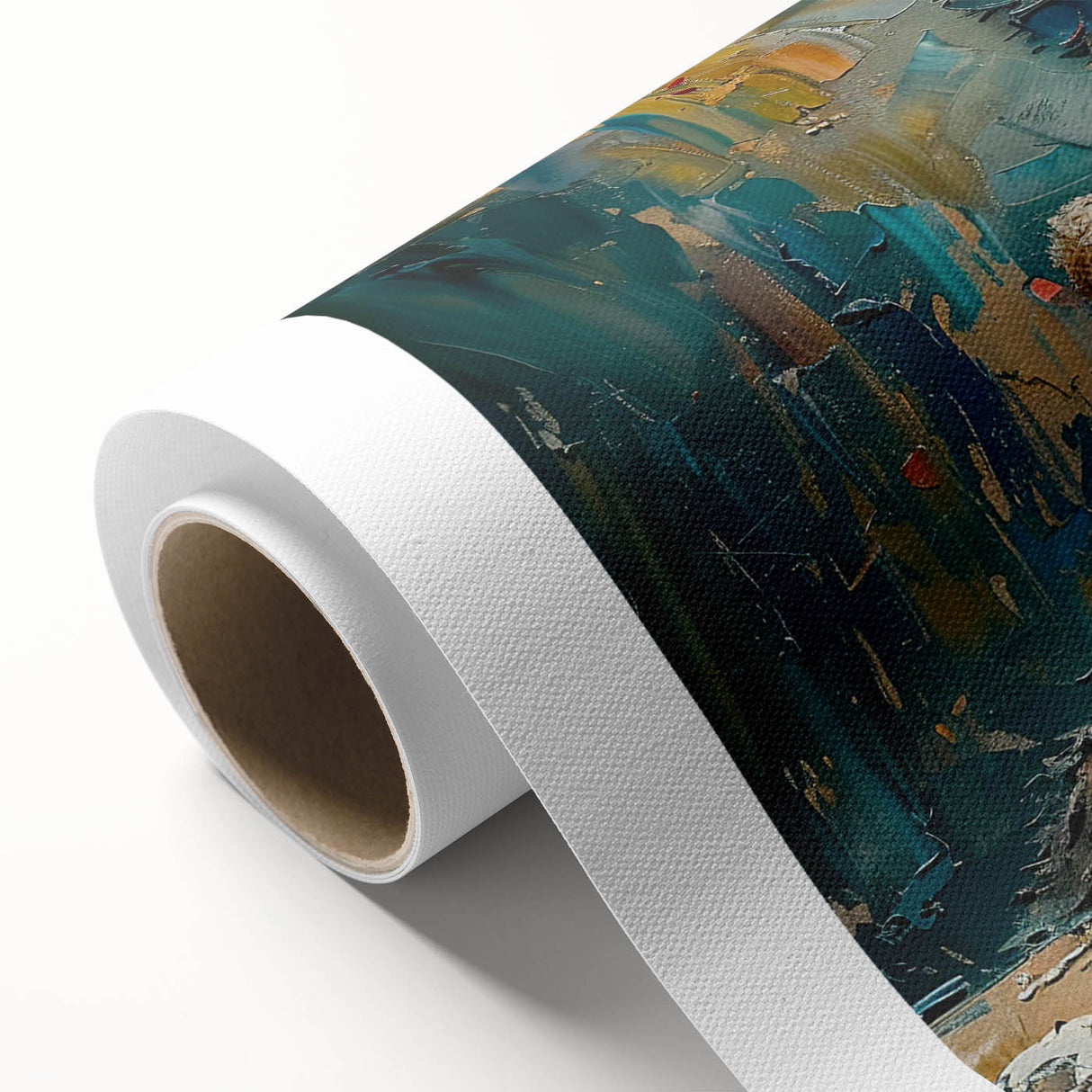 Rolled canvas featuring a whimsical panda bear design in vibrant colors, designed for children's room decor, showcasing playful and engaging art elements. Perfect for adding a cheerful touch to any space.