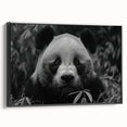 Framed wall art showcasing a whimsical panda bear design on a black background, highlighting vibrant colors and intricate details, perfect for children's rooms or playful decor.