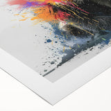 Rolled canvas print showcasing a whimsical panda bear design in vibrant colors, perfect for children's room decor, presented in a protective cardboard tube.