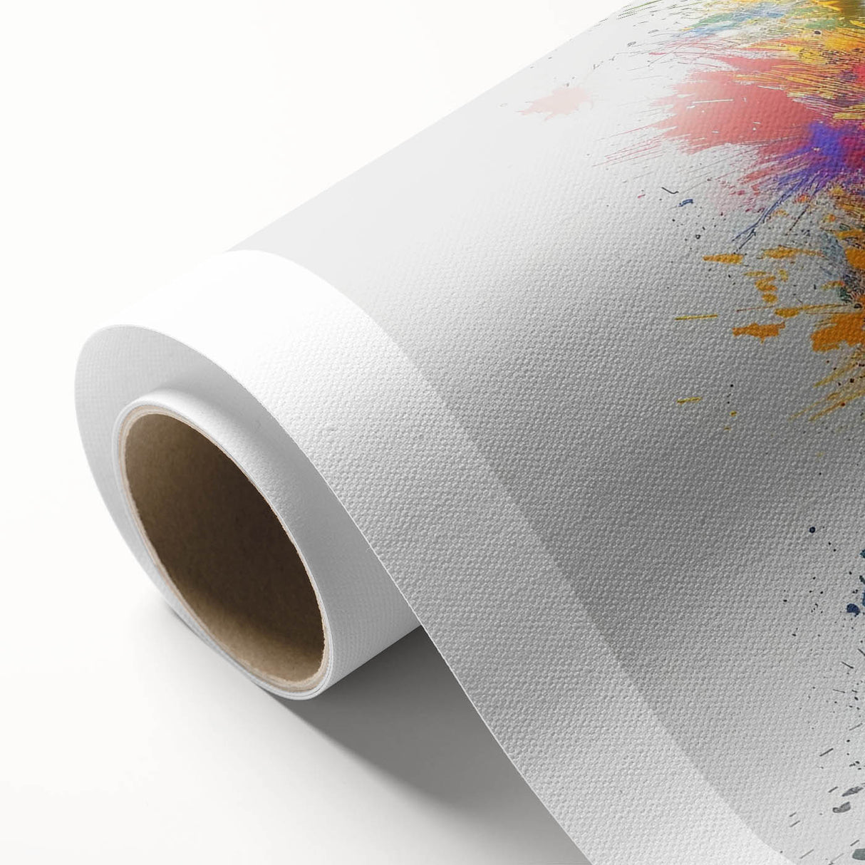 Rolled canvas showcasing a whimsical panda bear design in vibrant colors, perfect for playful home decor. Ideal for children's rooms or animal-themed spaces.