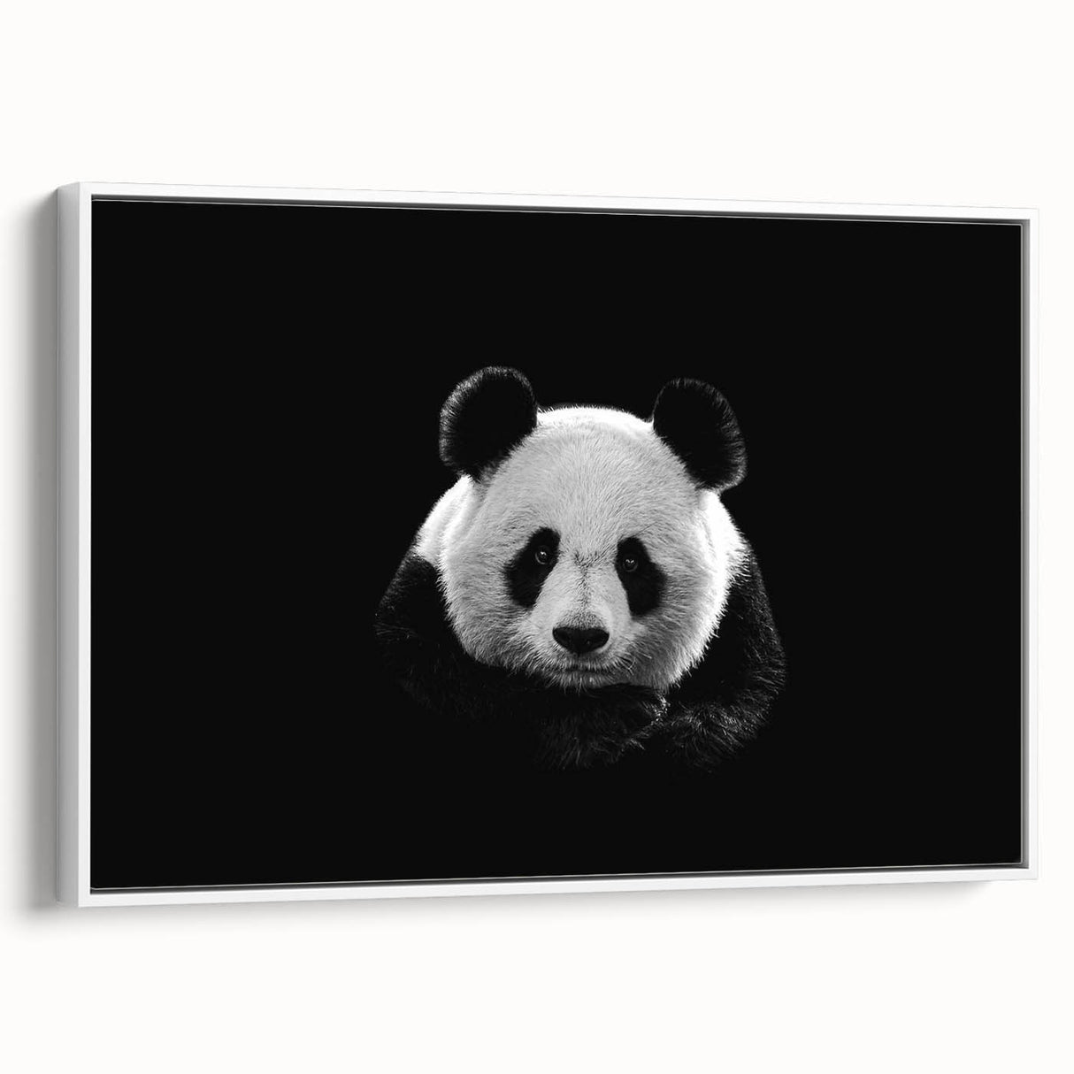 Framed wall art featuring a whimsical panda bear design in soft colors, displayed against a white background, perfect for children's room decor or playful art collections.