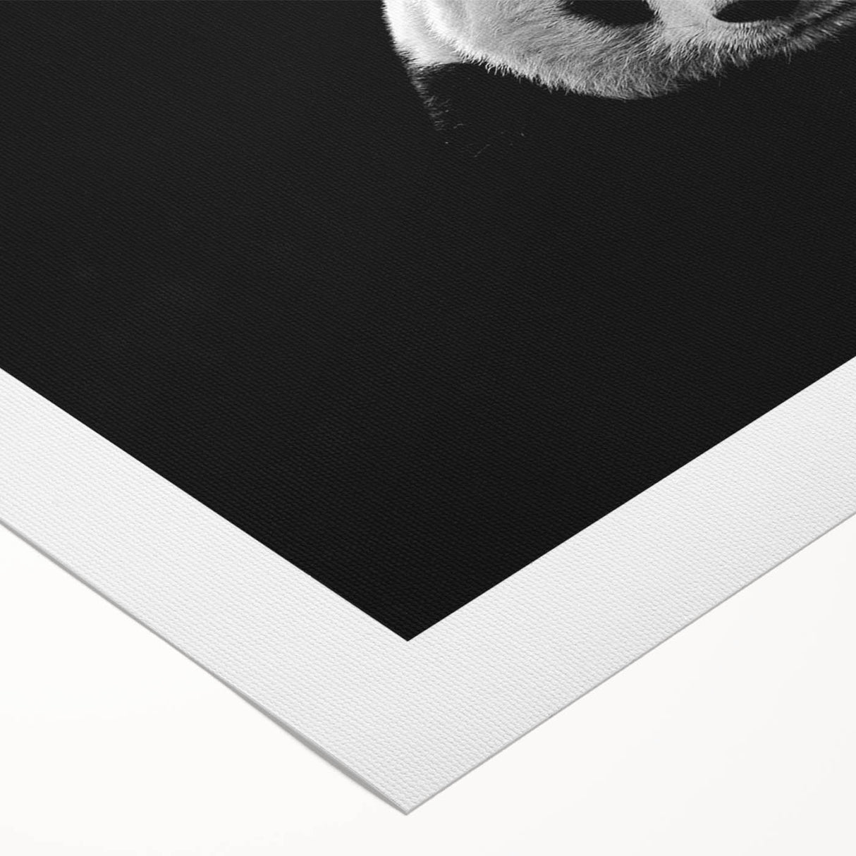 Panda-themed wall art design on rolled canvas, showcasing vibrant colors and intricate details, ideal for children's room decor or animal art enthusiasts.