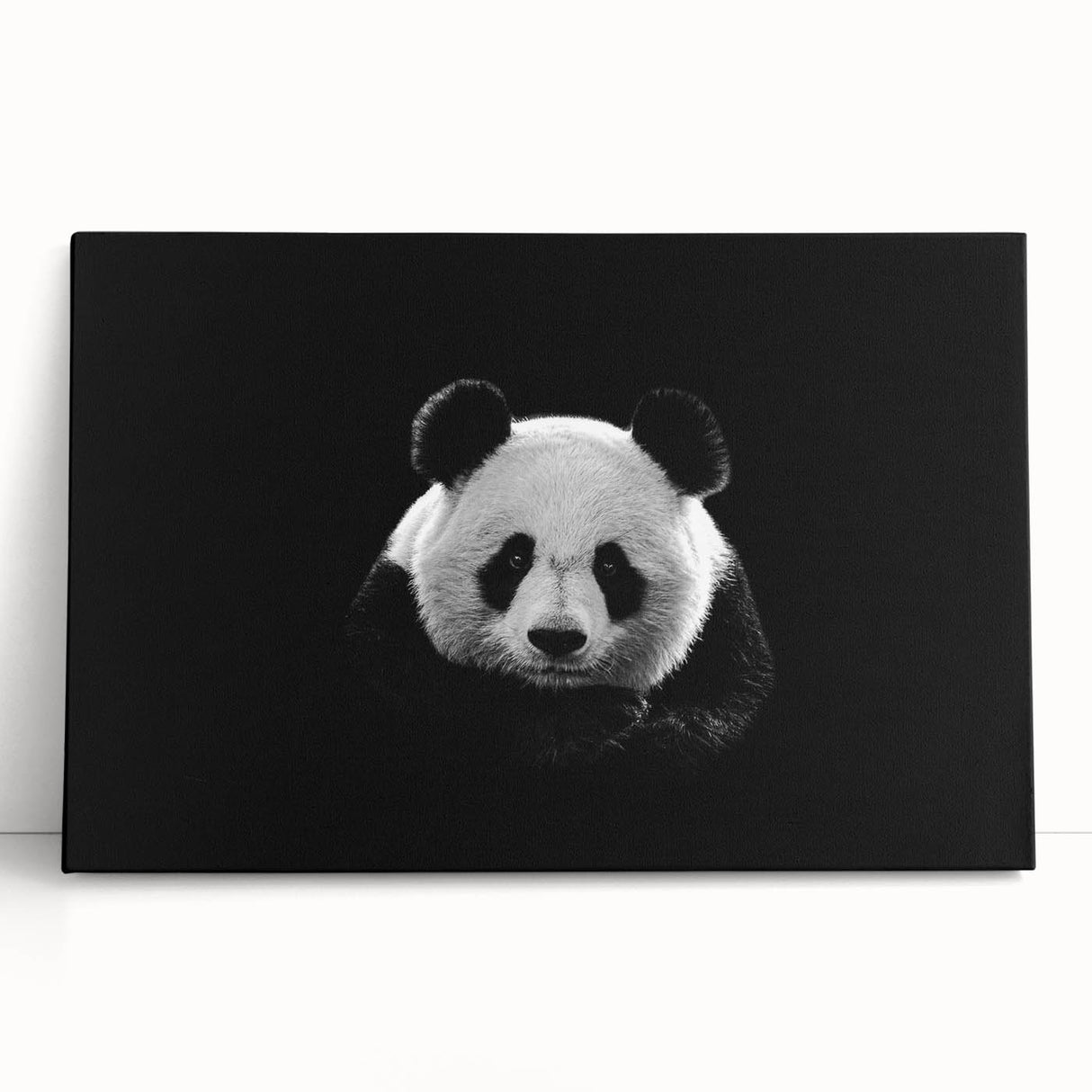 Panda bear wall art collection on stretched canvas, showcasing vibrant colors and playful design, perfect for adding a whimsical touch to children's rooms.