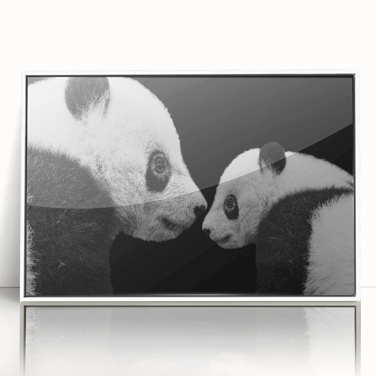 Framed wall art collection featuring a playful panda bear design on a white background, showcasing vibrant colors and modern aesthetics, perfect for children's room decor.
