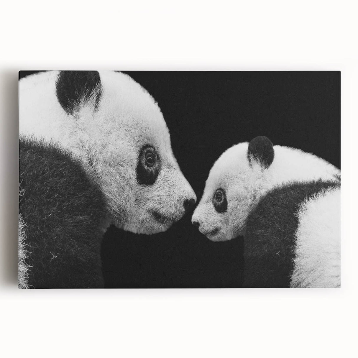 Stretched canvas wall art featuring a playful panda bear design, showcasing vibrant colors and whimsical details, perfect for children's room decor.