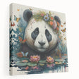 Stretched canvas wall art featuring a whimsical panda bear design, showcasing vibrant colors and playful details, ideal for children's room decor.