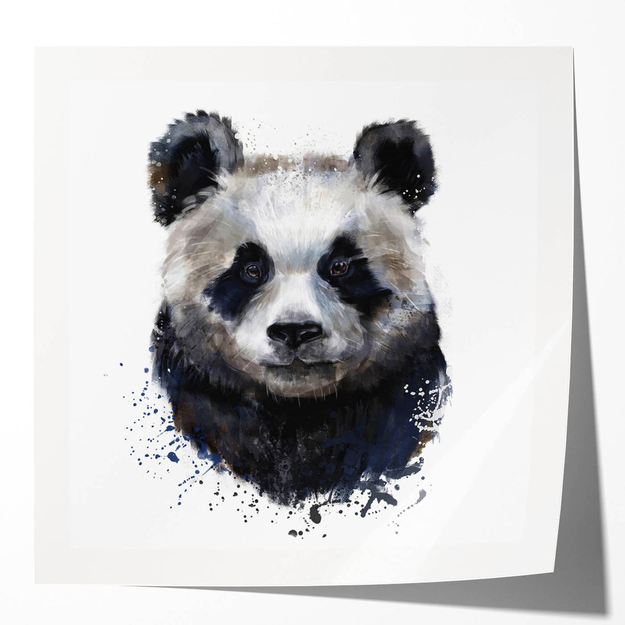 Colorful panda bear wall art design displayed in a glossy framed print, showcasing vibrant colors and playful elements perfect for children's room decor.