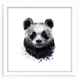 Panda bear wall art collection framed in white, showcasing adorable panda designs with a modern aesthetic, perfect for children's rooms or nursery decor.