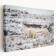 Stretched canvas wall art featuring a striking polar bear design in a snowy landscape, showcasing vibrant colors and fine details, ideal for nature enthusiasts.