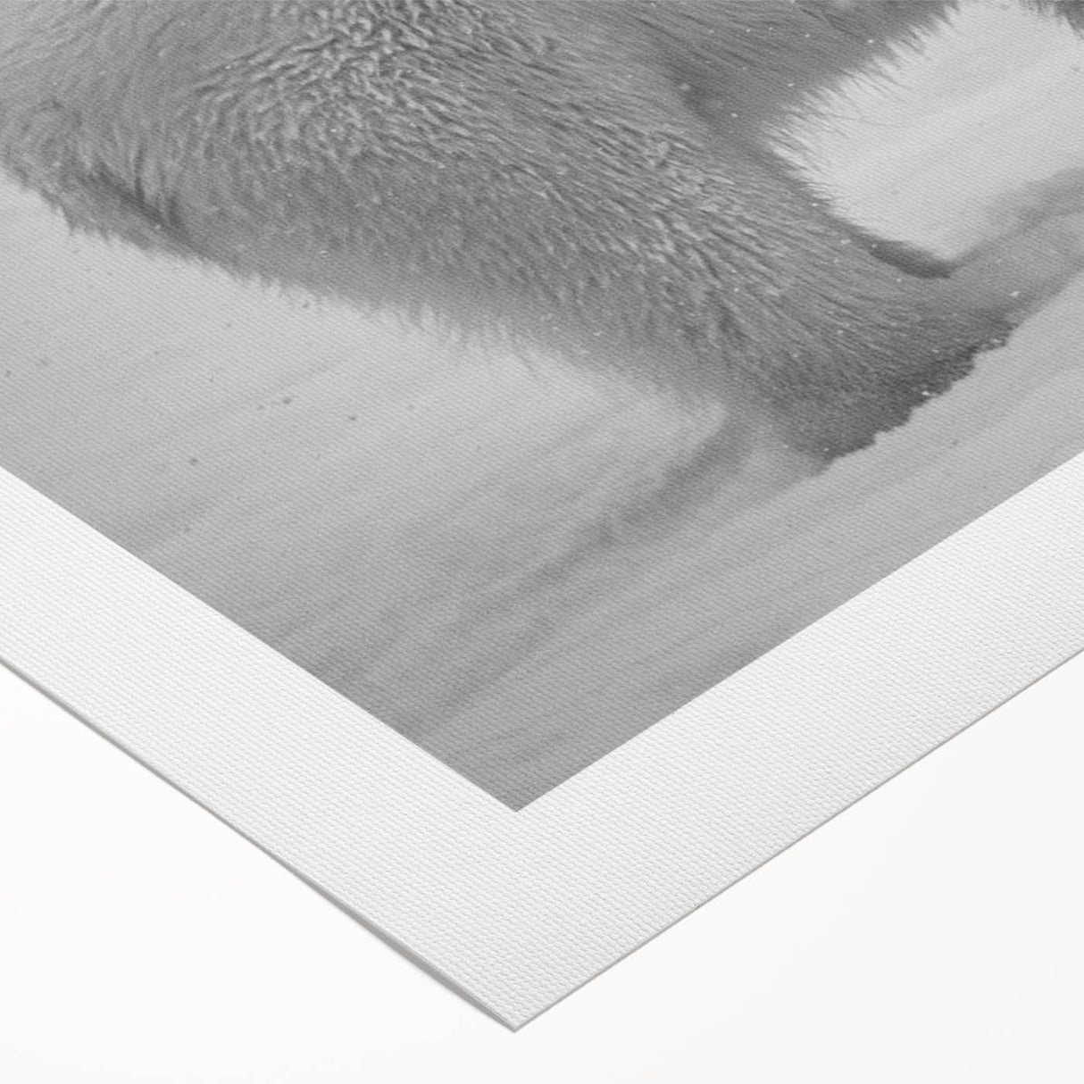 Polar bear wall art design on rolled canvas, showcasing a realistic depiction of the majestic animal in a snowy landscape, perfect for nature enthusiasts.