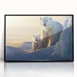 Framed polar bear wall art design showcasing a striking black outline against a white background, ideal for modern home decor and wildlife enthusiasts. Perfect for adding an elegant touch to any room.