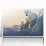 Framed wall art featuring a stunning polar bear design on a white background, showcasing intricate details and vibrant colors, ideal for wildlife enthusiasts' decor.