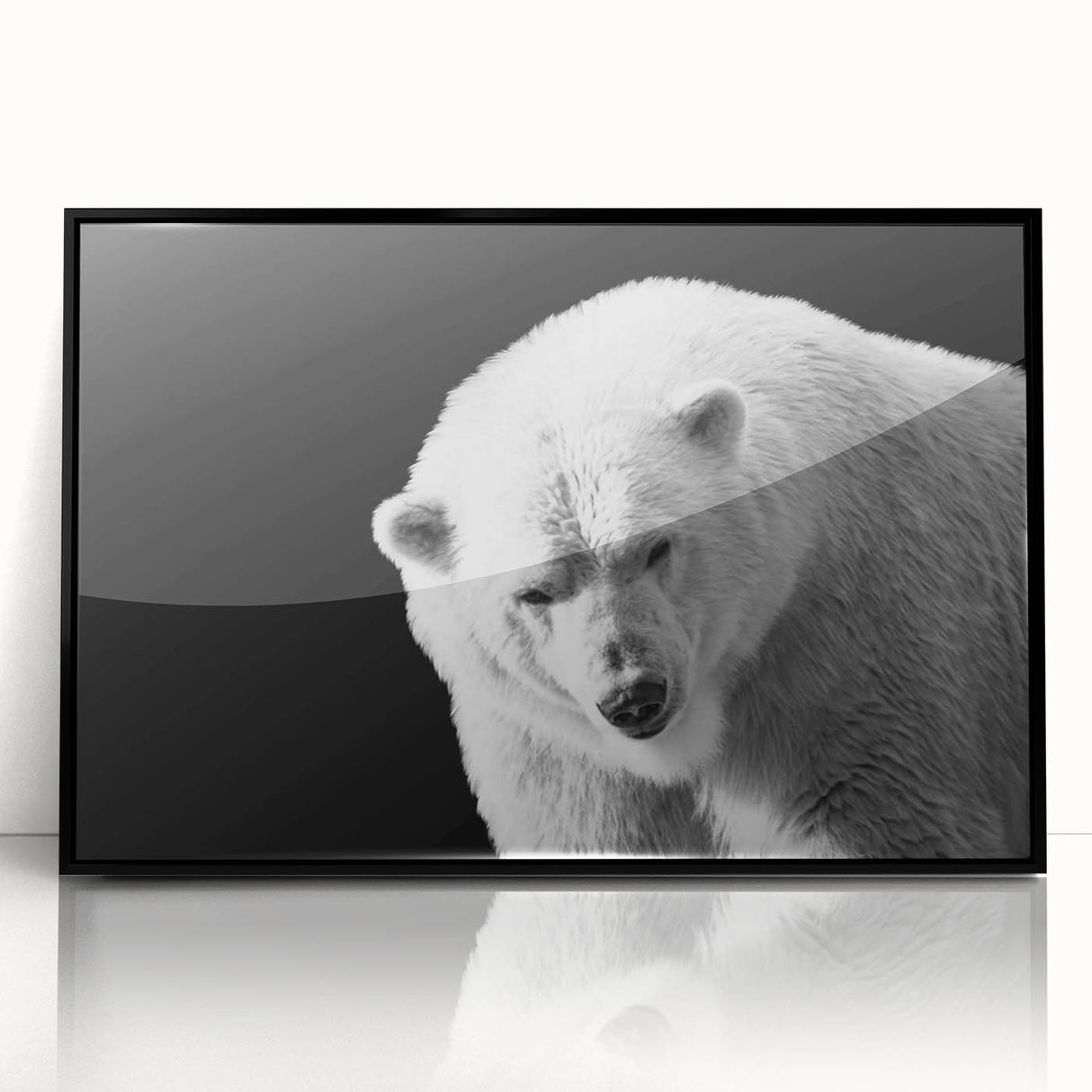 Framed wall art showcasing a striking polar bear design in black acrylic, perfect for adding a contemporary touch to any modern decor. This piece emphasizes wildlife conservation and nature appreciation, making it ideal for animal lovers and eco-conscious consumers.