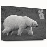 Acrylic wall art featuring a polar bear design in a minimalist style, showcasing a side view with clear glass, perfect for modern home decor.