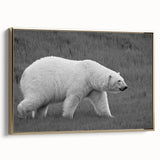 Framed canvas wall art featuring a polar bear design, with a gold frame highlighting the artwork's details, ideal for modern home decor.