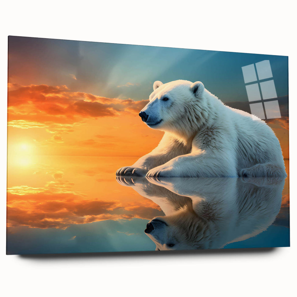 Elegant polar bear wall art design in acrylic glass, showcasing a side view with intricate details, perfect for modern home decor and wildlife enthusiasts.