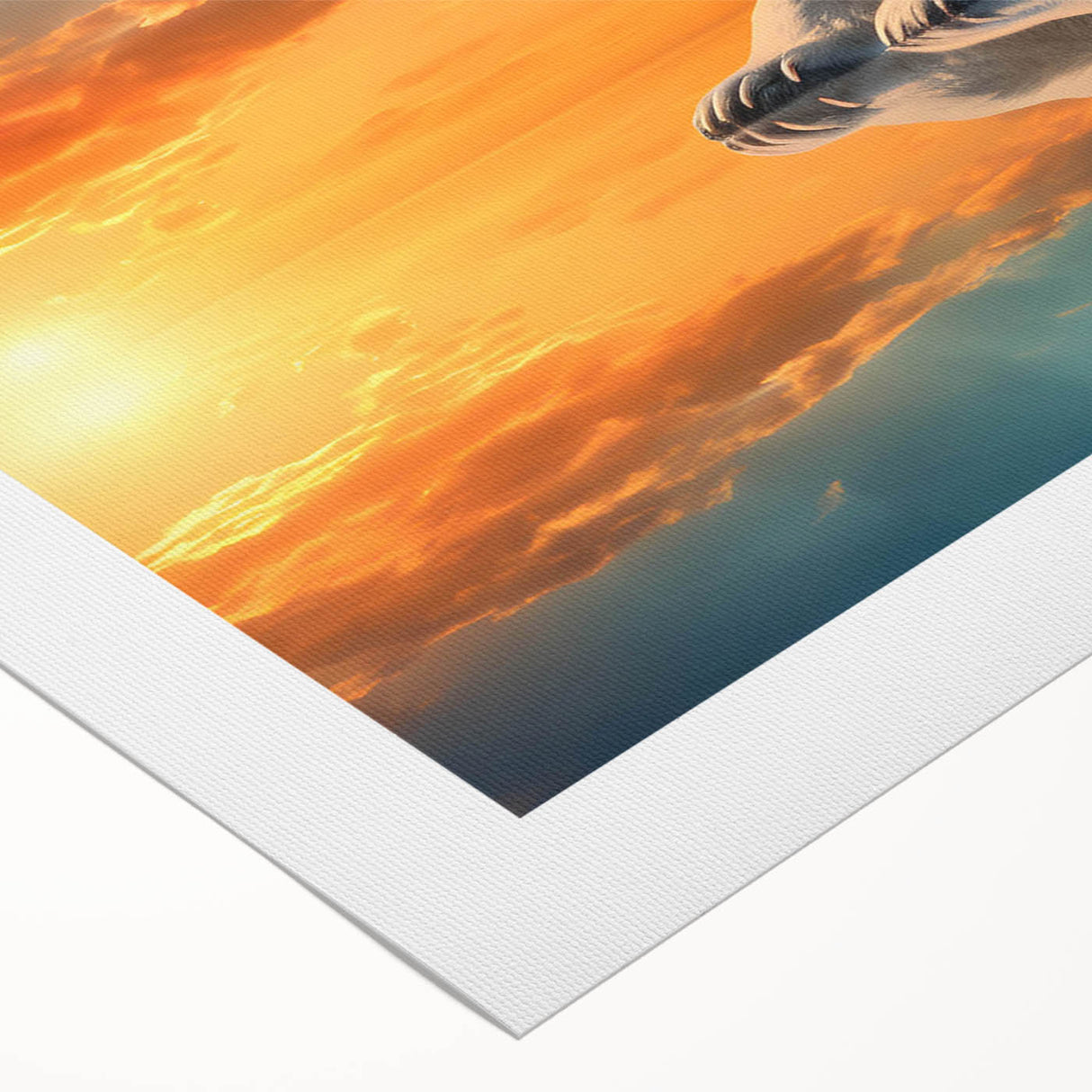 Polar bear wall art design on rolled canvas, showcasing a stunning depiction of a majestic polar bear against a soft, icy background. Ideal for winter-themed decor.
