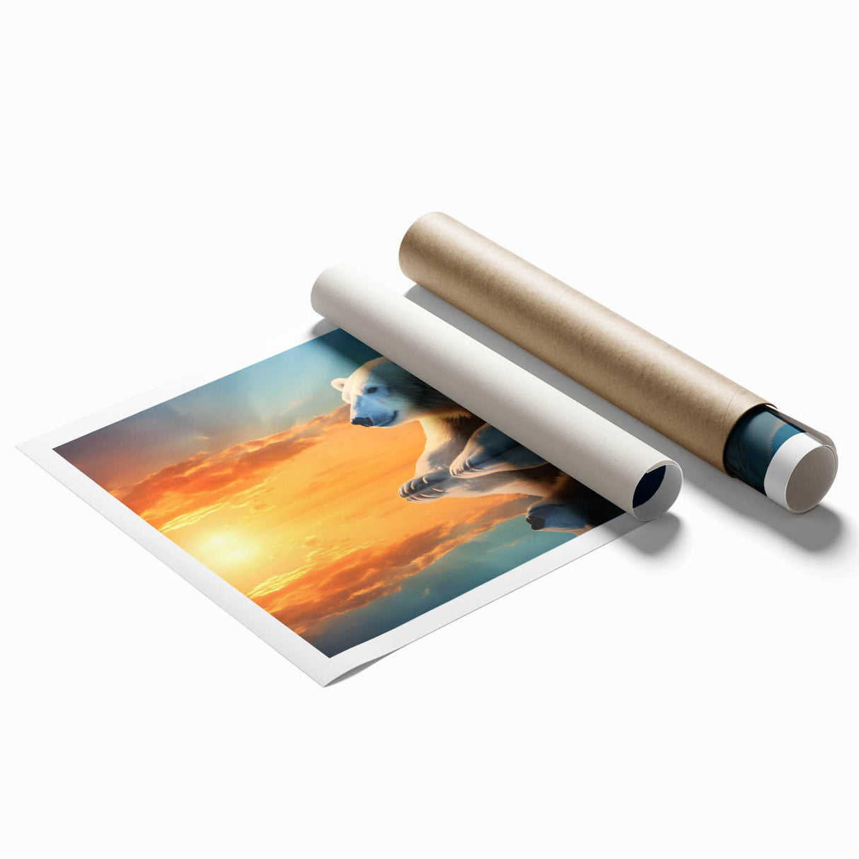 Polar bear wall art design featuring a striking illustration of a polar bear in a serene, snowy landscape, ideal for adding a nature-inspired touch to home decor.