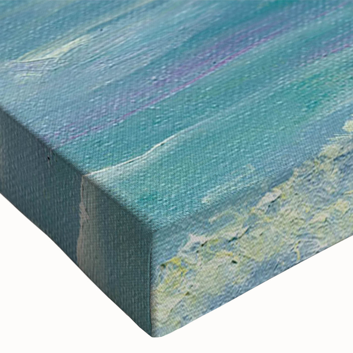 Close-up of a stretched canvas featuring a detailed polar bear design, showcasing vivid colors and textures, perfect for wildlife-themed home decor.