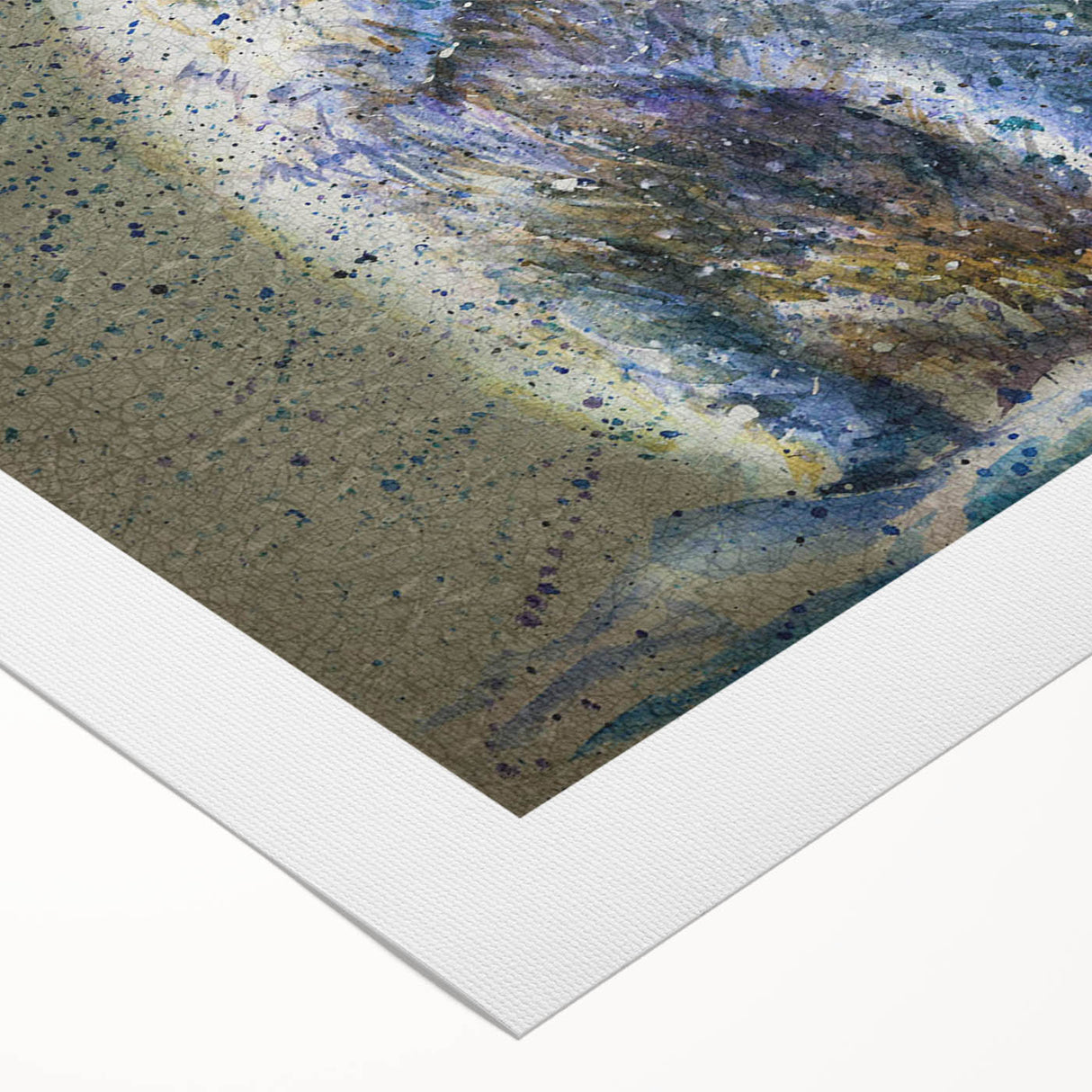 Polar bear wall art design on rolled canvas, showcasing a serene Arctic scene with soft blues and whites. Ideal for nature lovers and home decor enthusiasts.