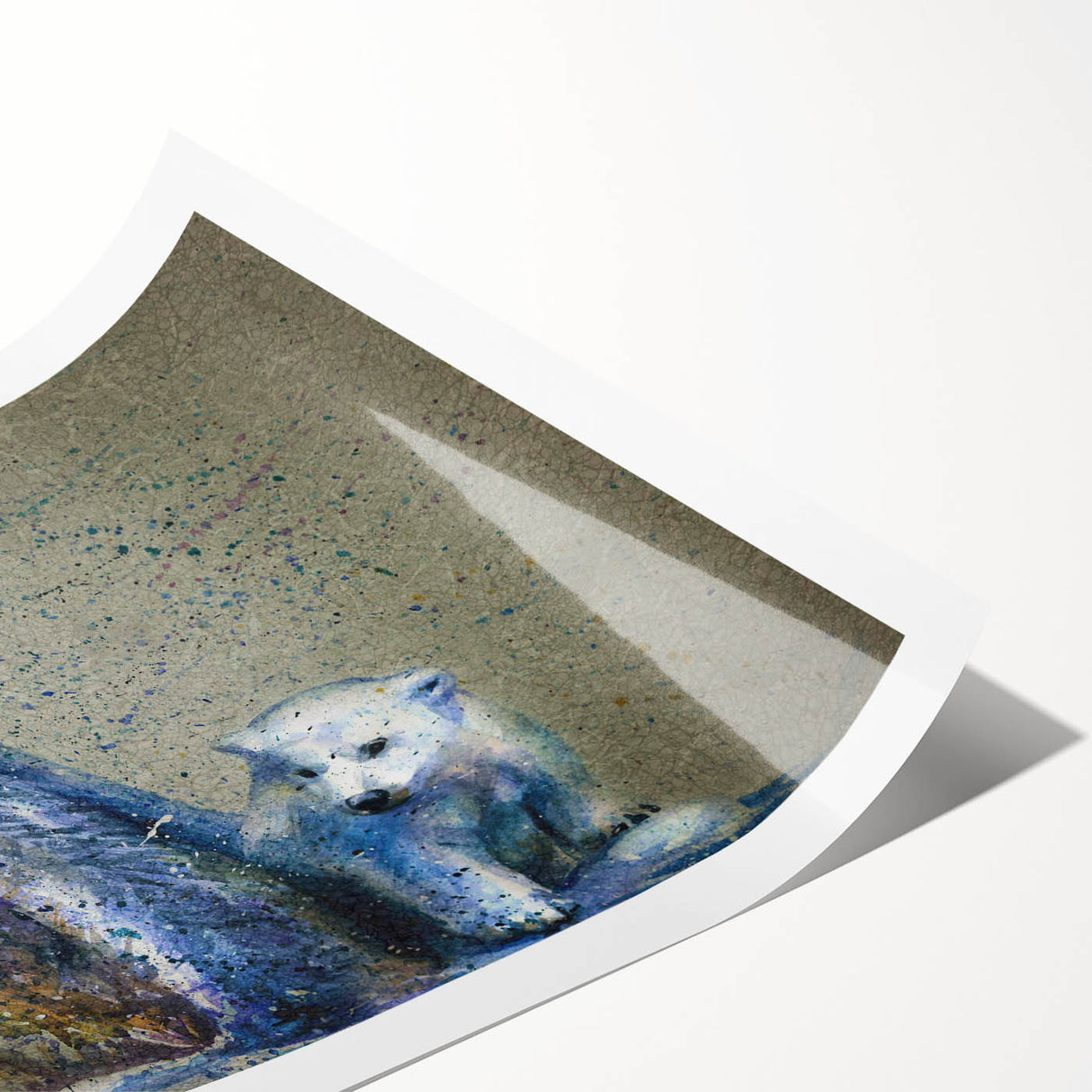 Polar bear wall art design featuring a striking monochrome illustration, perfect for adding a modern touch to any home decor. This rolled print showcases the bear's majestic form against a minimalist background, ideal for wildlife enthusiasts and contemporary art lovers.