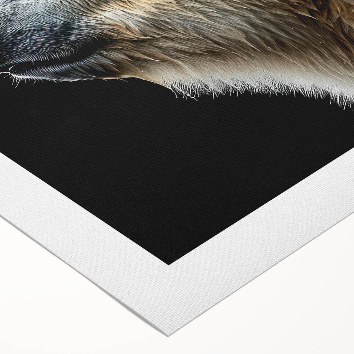 Polar bear wall art on rolled canvas, showcasing a vibrant design with intricate details and textures, perfect for wildlife enthusiasts and home decor. The artwork is packaged securely in a cardboard tube for safe delivery and display.