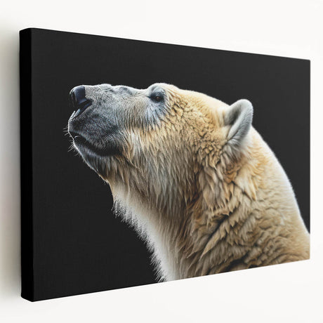 Stretched canvas wall art featuring a striking polar bear design, showcasing detailed textures and vibrant colors, perfect for nature enthusiasts and modern decor.