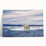 Stretched canvas wall art featuring a striking polar bear design, showcasing vibrant colors and intricate details, perfect for wildlife enthusiasts and home decor.