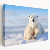 Stretched canvas wall art showcasing a striking polar bear design in a natural setting, perfect for wildlife enthusiasts and home decor. The vibrant colors and intricate details bring the beauty of nature indoors.