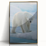 Framed wall art featuring a polar bear design with a gold-acrylic finish, showcasing intricate details and a modern aesthetic, ideal for wildlife enthusiasts.