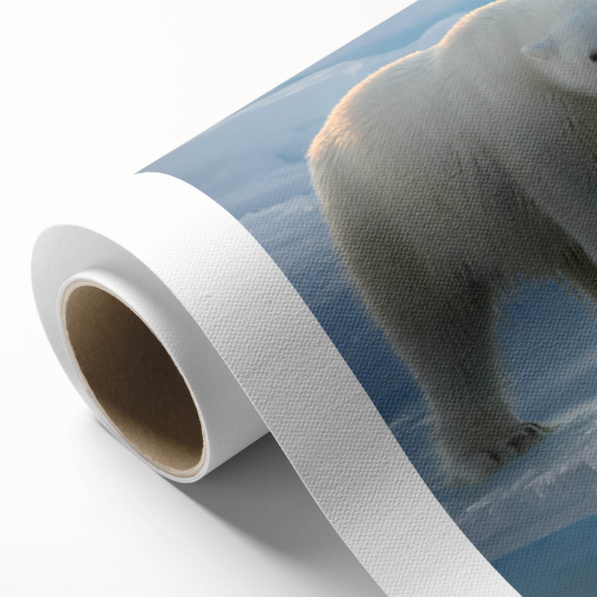 Rolled canvas showcasing a vibrant polar bear design from the 29 Wall Art Collection, highlighting intricate details and colors, ideal for home decor enthusiasts.