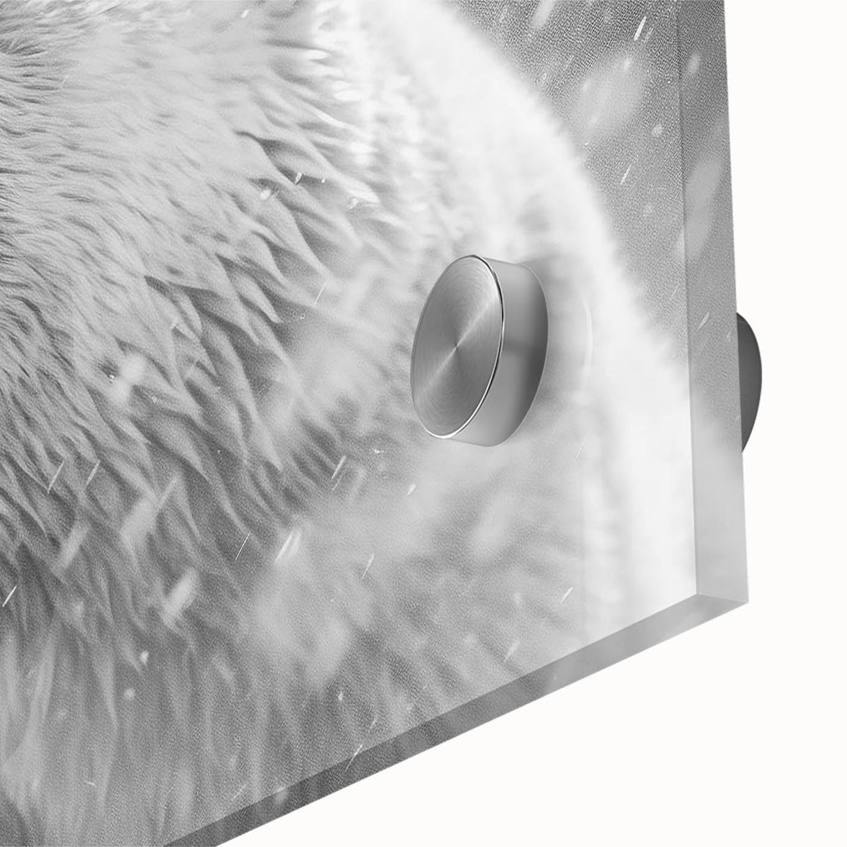 Close-up of a polar bear wall art design showcasing intricate details on acrylic glass, emphasizing the animal's majestic features and vibrant colors, perfect for wildlife enthusiasts.