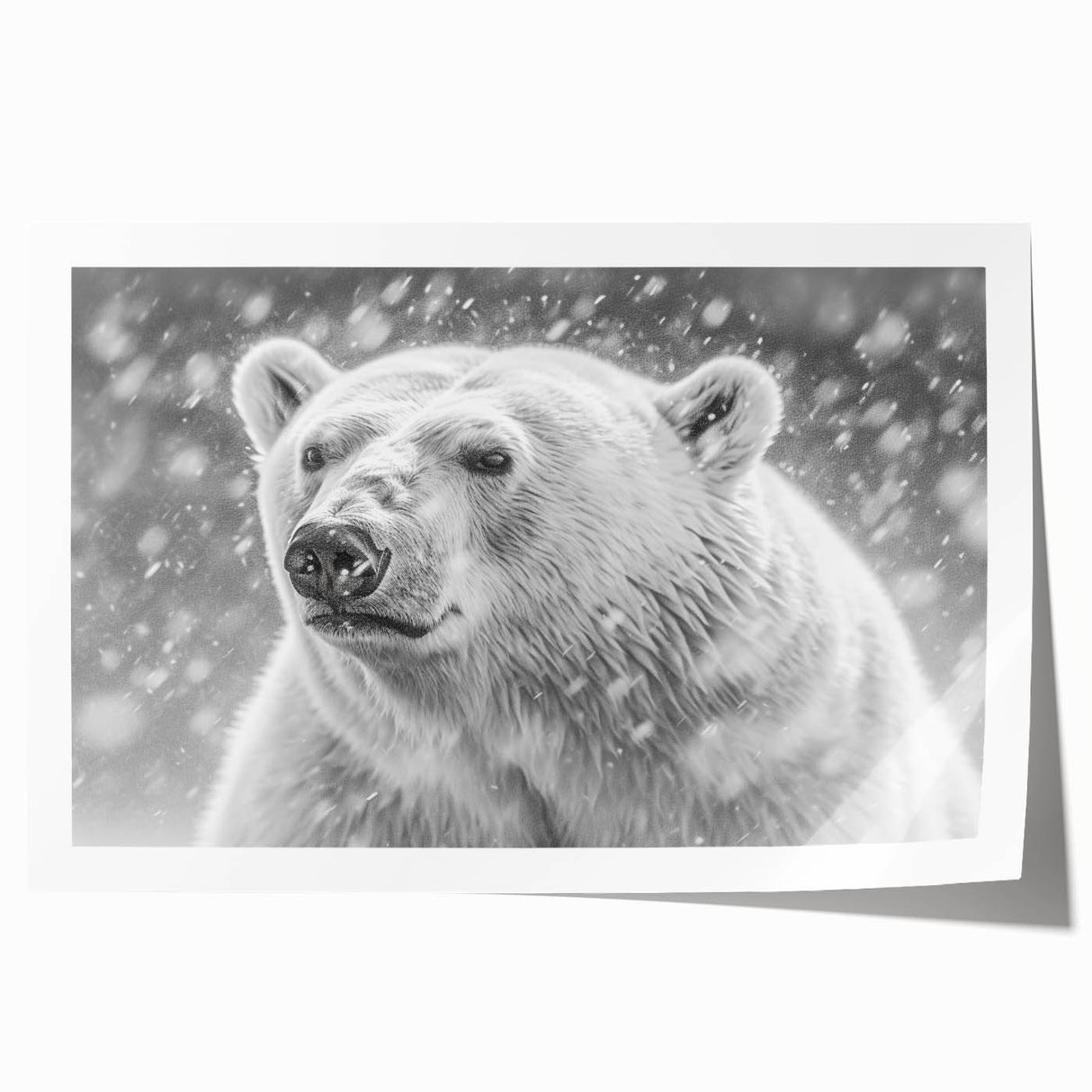 Polar bear wall art print showcasing a striking design with vibrant colors and intricate details, rolled and ready for display in a protective tube. Ideal for nature enthusiasts and modern decor.