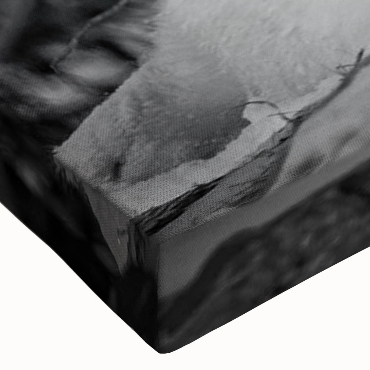 Close-up of a stretched canvas featuring a vibrant polar bear design in a modern artistic style, showcasing intricate details and textures, perfect for wildlife art enthusiasts.